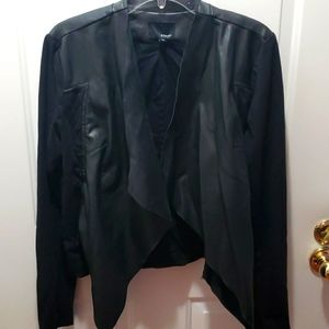 * Multi Fabric faux leather jacket